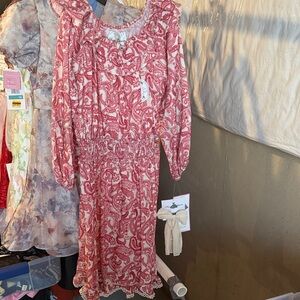 Red and White Patterned Dress